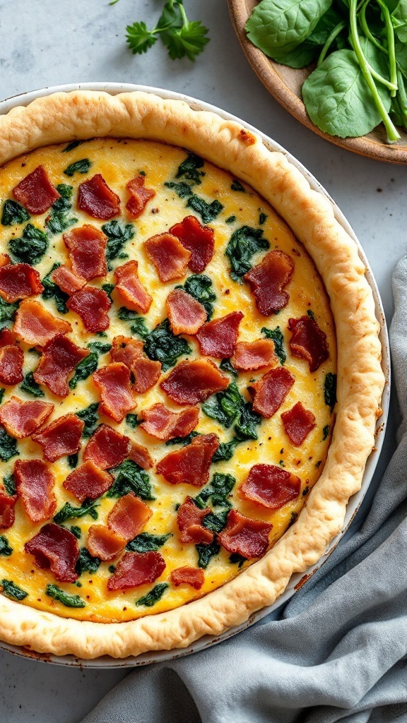 Bacon and Spinach Cottage Cheese Bake
