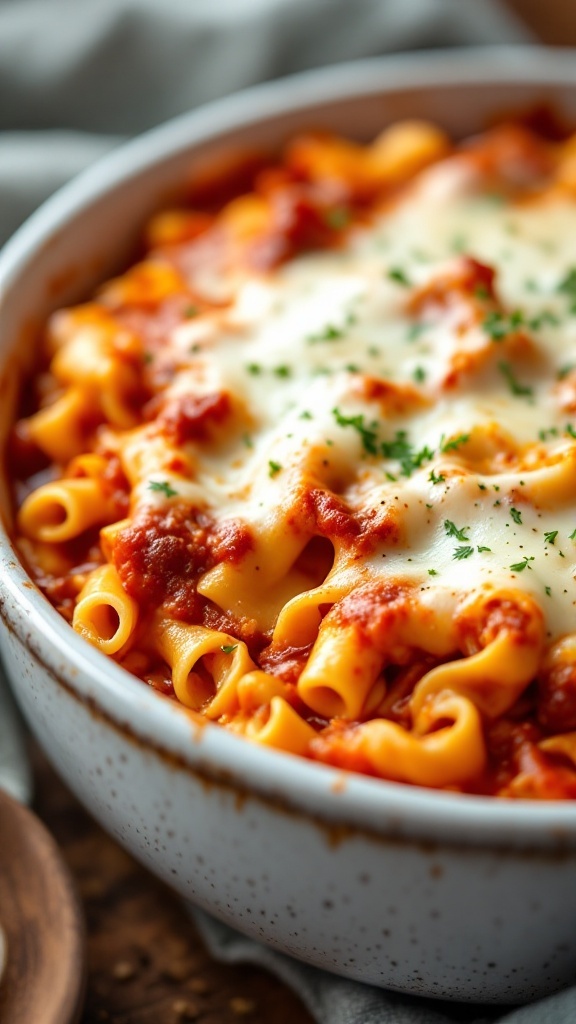 Baked Ziti with Ricotta and Mozzarella