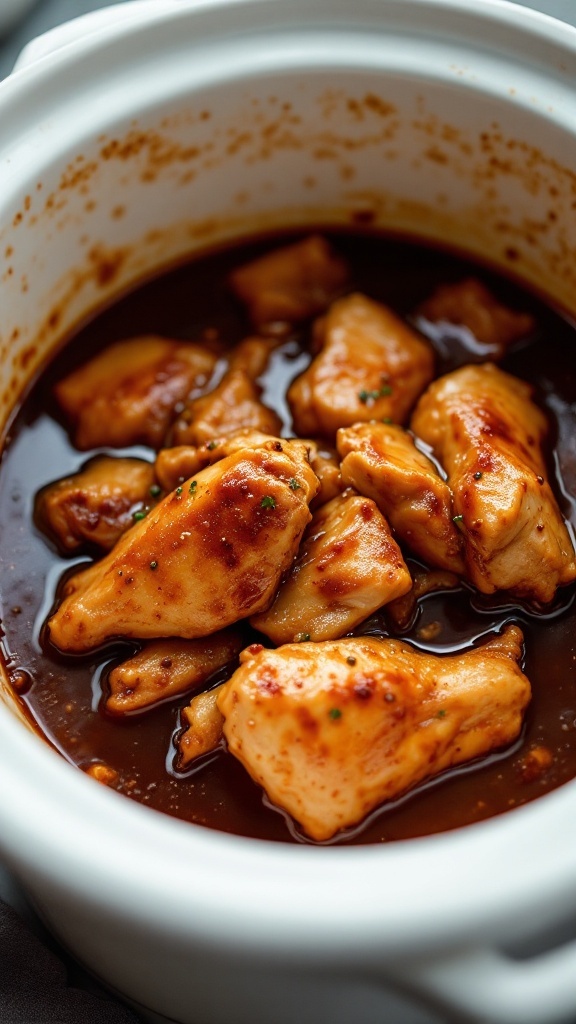 Delicious braised soy sauce chicken in a crockpot