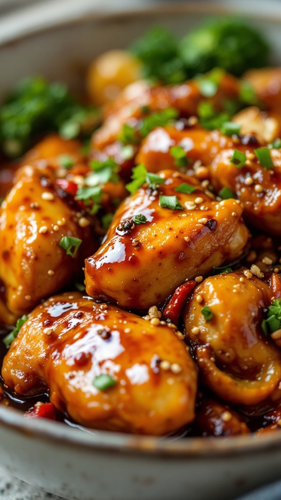 A crockpot filled with savory Chinese five-spice chicken, garnished with green onions.