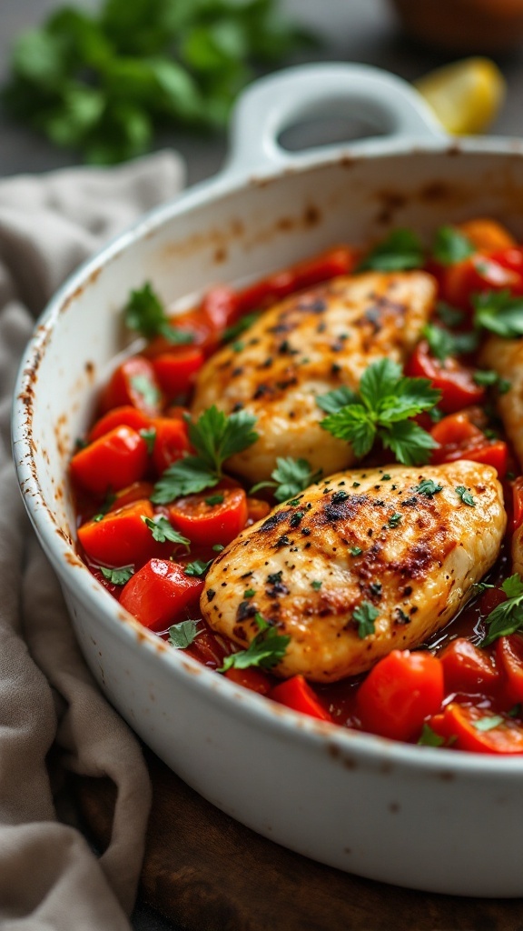 Italian Chicken with Peppers recipe ingredients and instructions.
