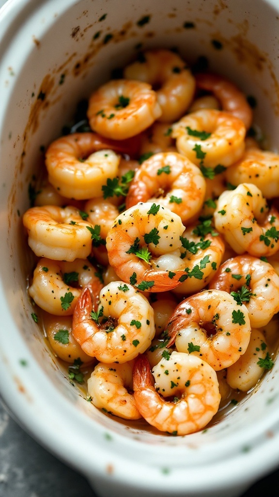 A delicious dish of Lemon Herb Garlic Shrimp.