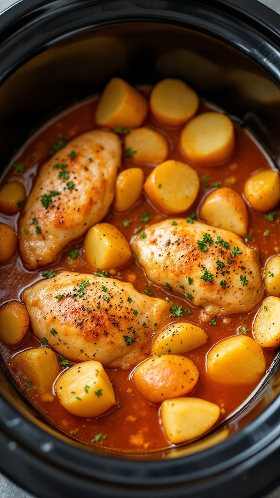 Paprika Chicken with Potatoes in a crockpot