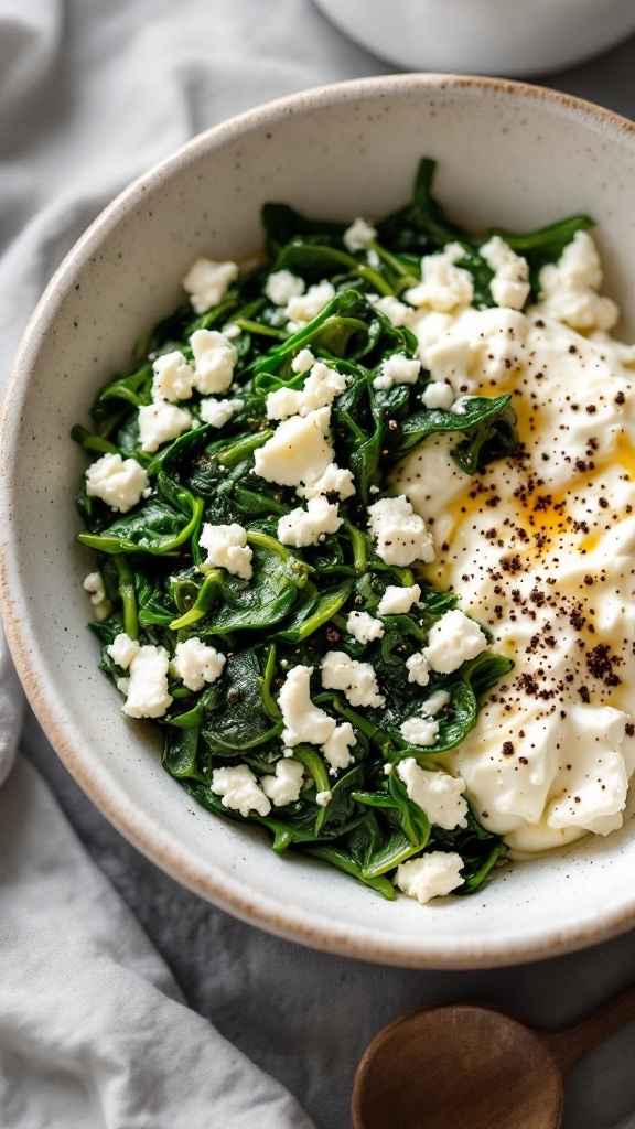 Savory Spinach and Feta Cottage Cheese Bowl