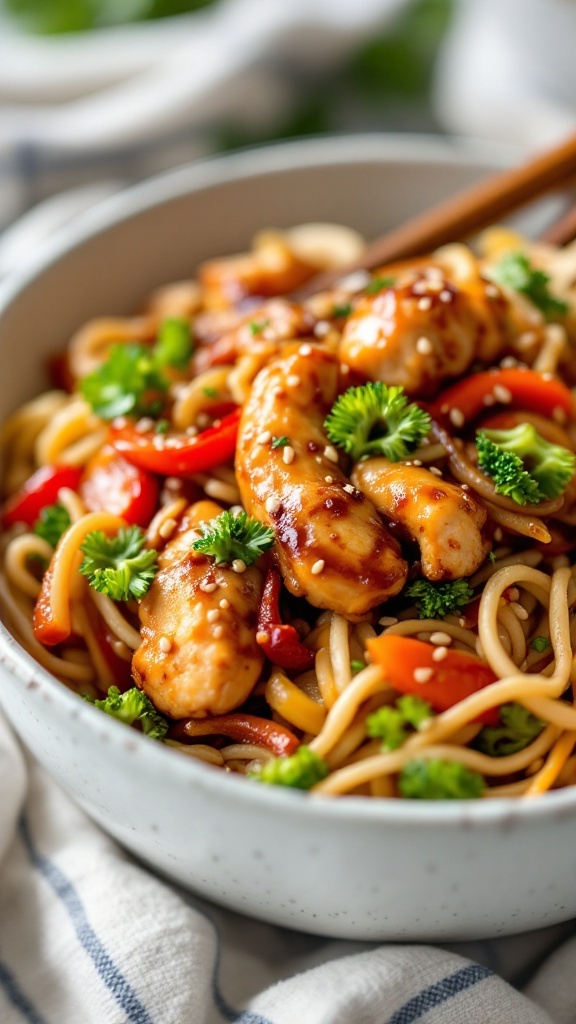Bowl of Teriyaki Chicken with Vegetables