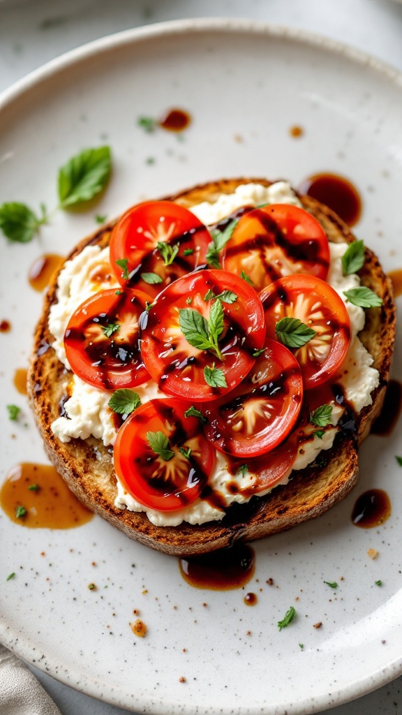 Tomato Basil Cottage Cheese Toast recipe
