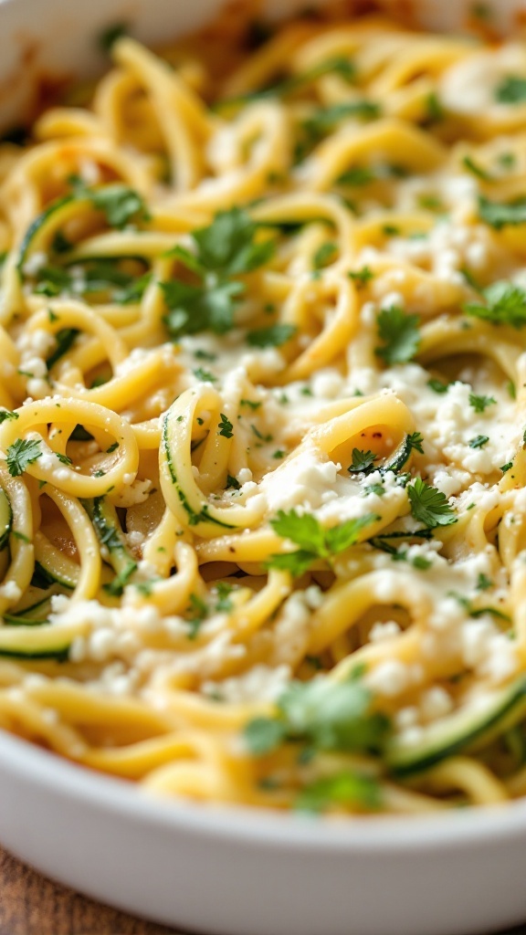 Zucchini Noodle Cottage Cheese Bake
