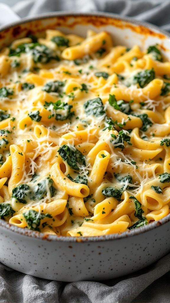 Creamy Spinach and Cottage Cheese Pasta Bake